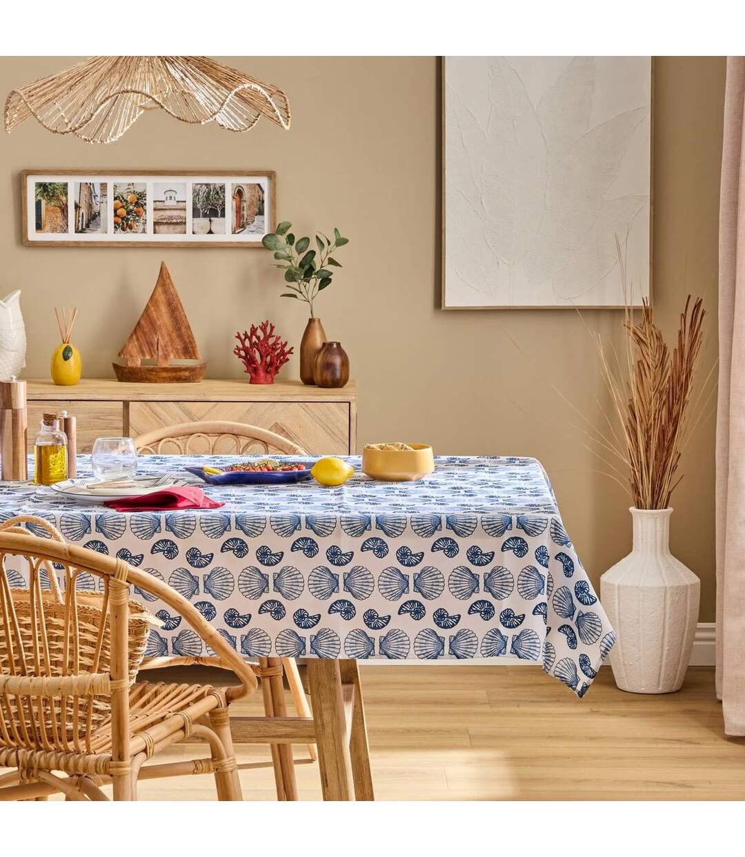Nappe Antitache Imprimé Océania 140x240cm Bleu-3