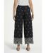 Pantalon large coton brodé taille élastiquée-2