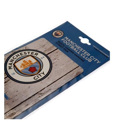 Manchester City FC Rustic Plaque (White/Black/Sky Blue) (One Size) - UTTA8046