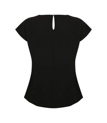 Henbury Top à manches courtes plissé sur le devant, pour femmes/femmes (Noir) - UTPC2957
