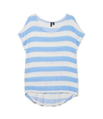 T-Shirt rayure bleu/blanc femme vero moda wide stripe - l