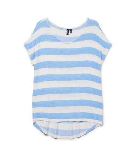 T-Shirt rayure bleu/blanc femme vero moda wide stripe - l