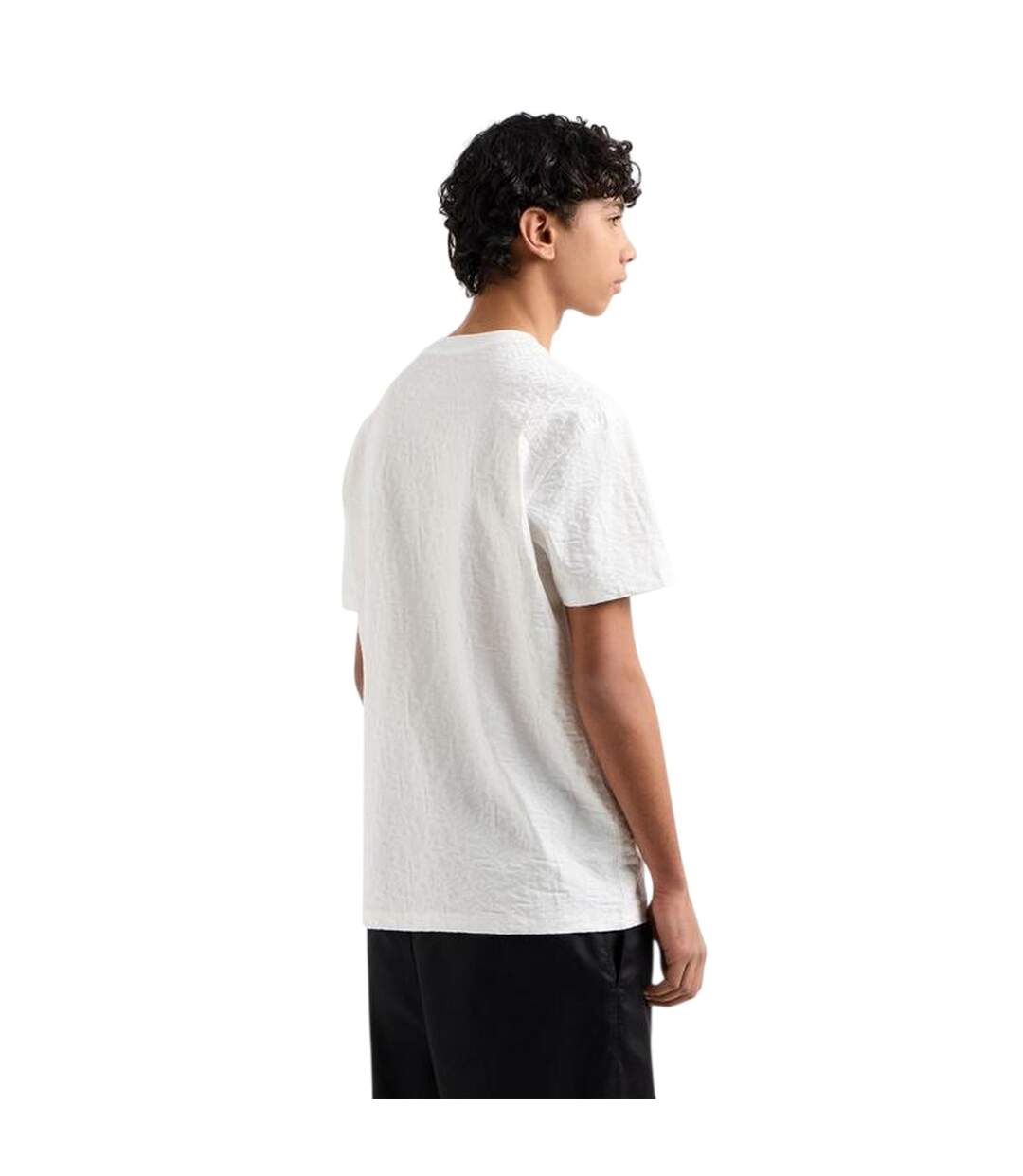 Mens Textured Crew Neck Regular T-shirt Off White Armani Exchange-3