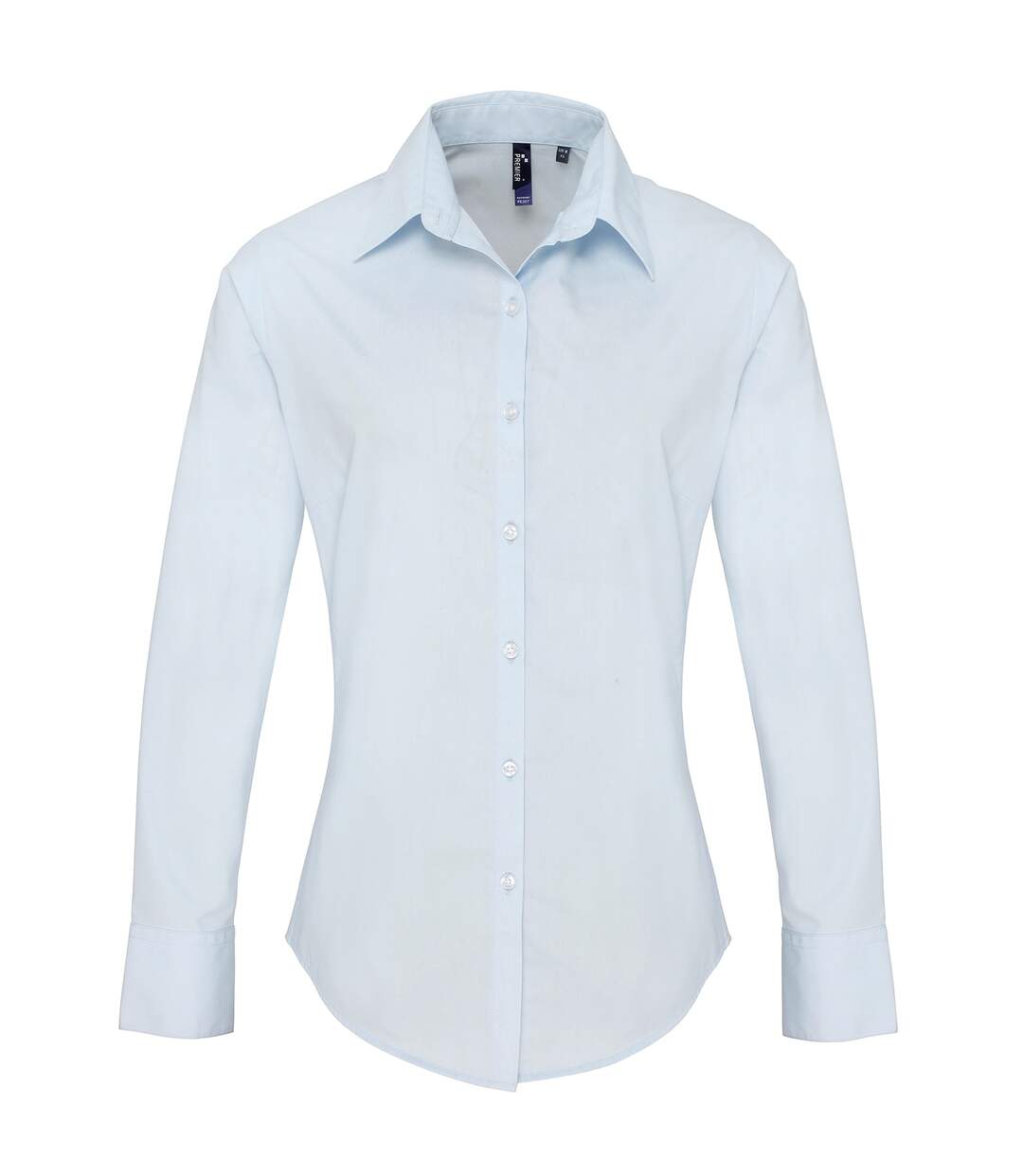 Womens/ladies Supreme Heavy Poplin Long Sleeve Work Shirt Light Blue Premier-1