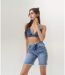 Bermuda femme en jean frangé - Stone clair - Coupe ajustée - Taille haute-4