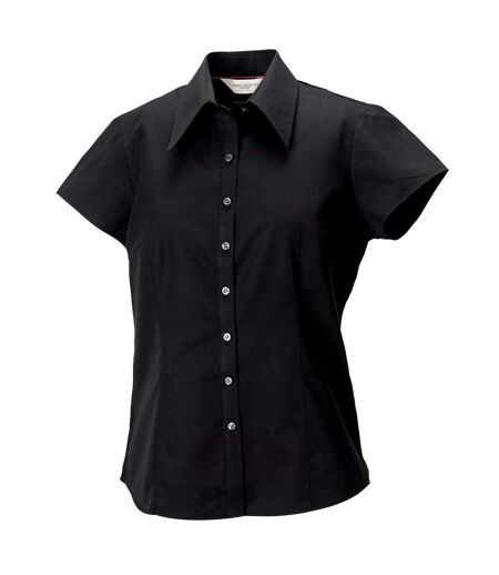 Russell Collection Womens/Ladies Short Cap Sleeve Tencel® Fitted Shirt (Navy) - UTRW3271