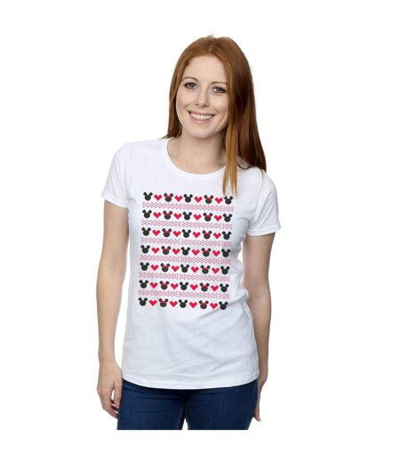 Disney Femme/Les femmes Mickey et Minnie Coeurs de Noël - T-shirt en coton (Blanc) - UTBI31626
