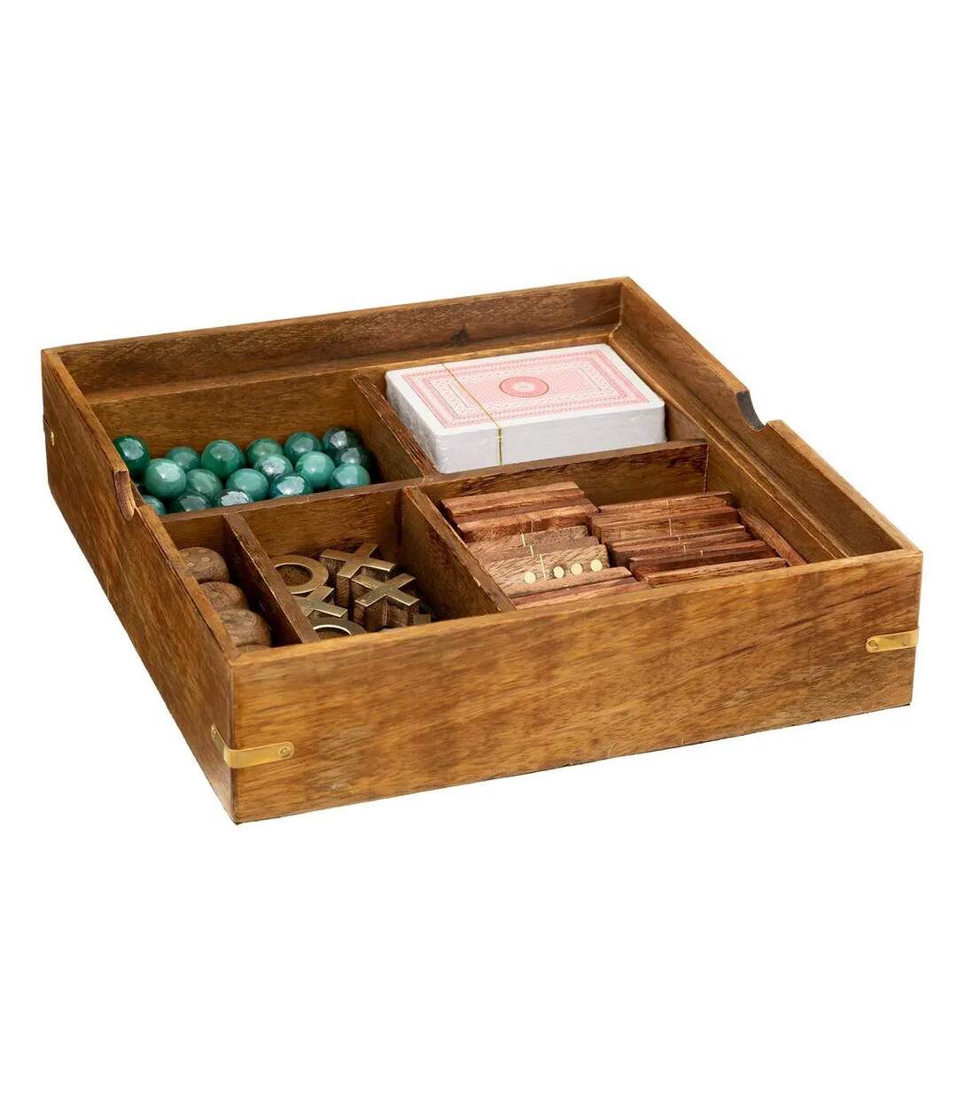 Plateau Multi-Jeux en Bois Déco Ines 23cm Marron-2