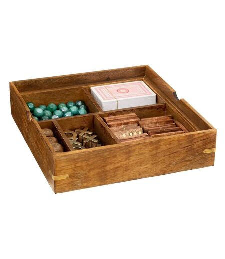 Plateau Multi-Jeux en Bois Déco Ines 23cm Marron