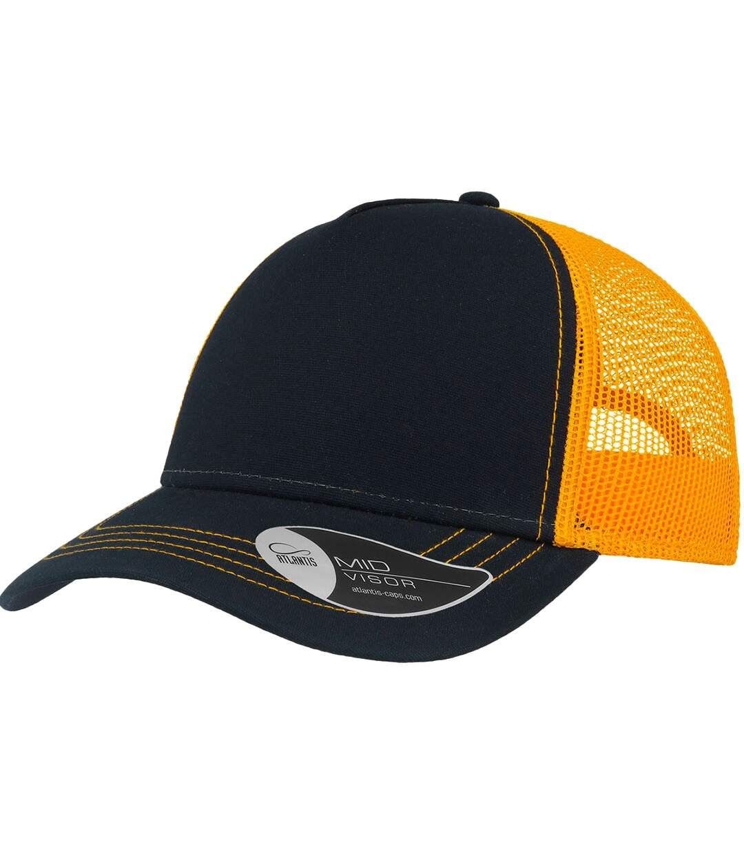 Casquette trucker rapper bleu marine / jaune Atlantis-1