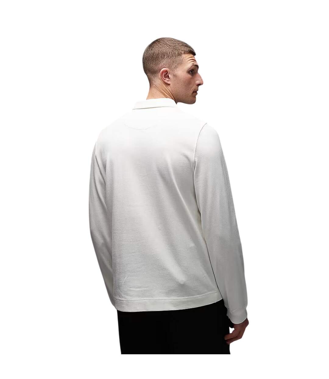 Mens Embroidered Logo Cotton Long-sleeved Polo Shirt White Paul Smith-3