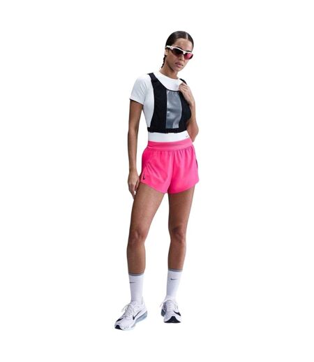 Womens/ladies Aero Swift Pleated Mid Rise Running Shorts Hyper Pink Nike