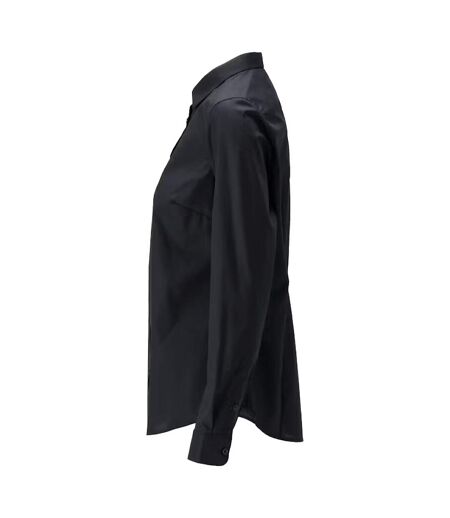 Womens/ladies Frontline Poplin Shirt Deep Black Mascot