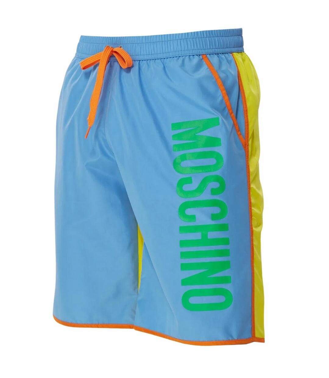 Mens Colour Block Swim Shorts Blue Moschino-4