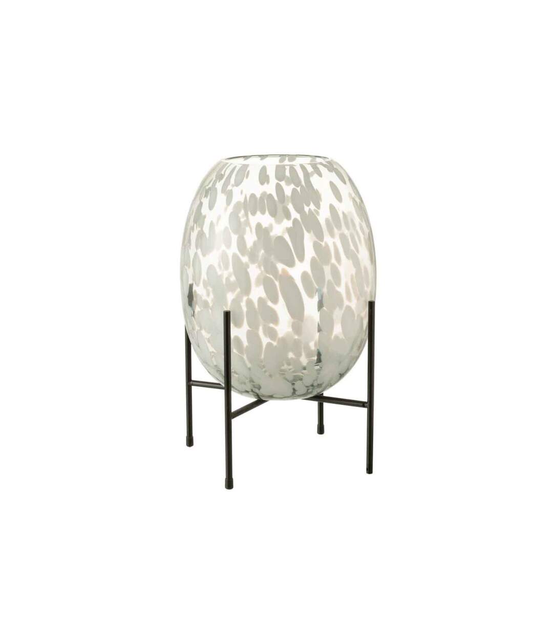 Vase sur Pied Design Tâche 38cm Gris & Blanc-1