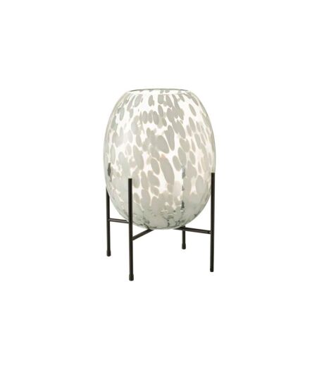 Vase sur Pied Design Tâche 38cm Gris & Blanc
