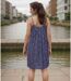 Robe d'été légère à  bretelles pour femme - Coupe ample - Bleu marine fleuri - Taille unique 36/38-2
