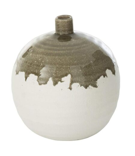 Vase Bouteille en Argile Olea 23cm Blanc & Vert