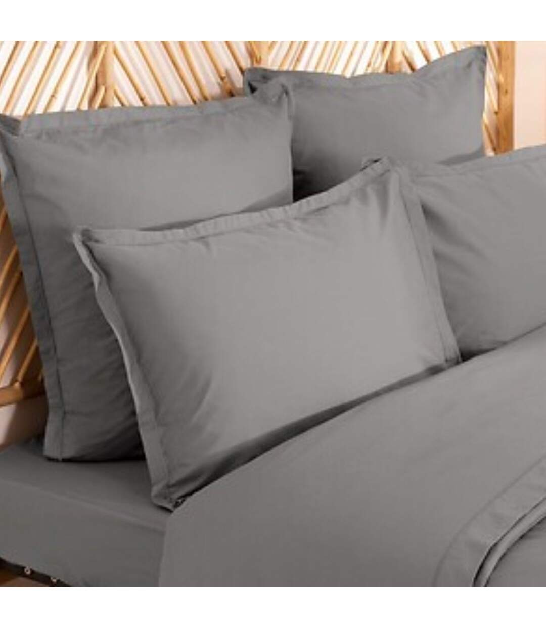 Parure de Lit 3 Pièces Percale 260x240cm Gris-3