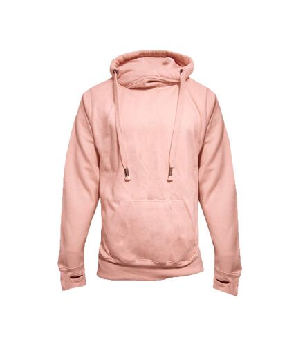 Unisex adult cross neck hoodie dusty pink Awdis