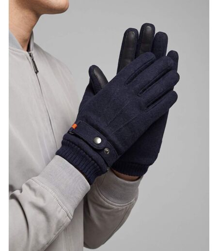 Isotoner Gants homme tactiles en tissu lainé, doublés imitation fourrure