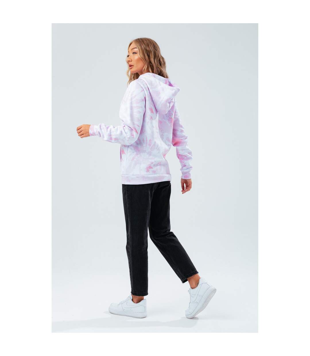 Womens/ladies tie dye pullover hoodie pink Hype