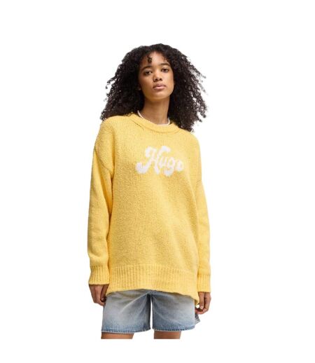 Sweat Motif/style Lettrage Sareedi Femme Jaune Hugo