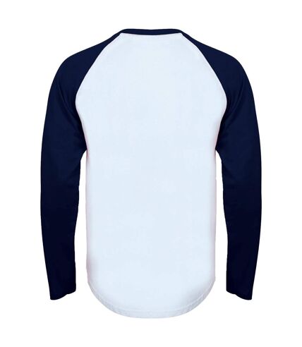 Skinnifit Mens Raglan Long Sleeve Baseball T-Shirt (White/Oxford Navy) - UTRW4742