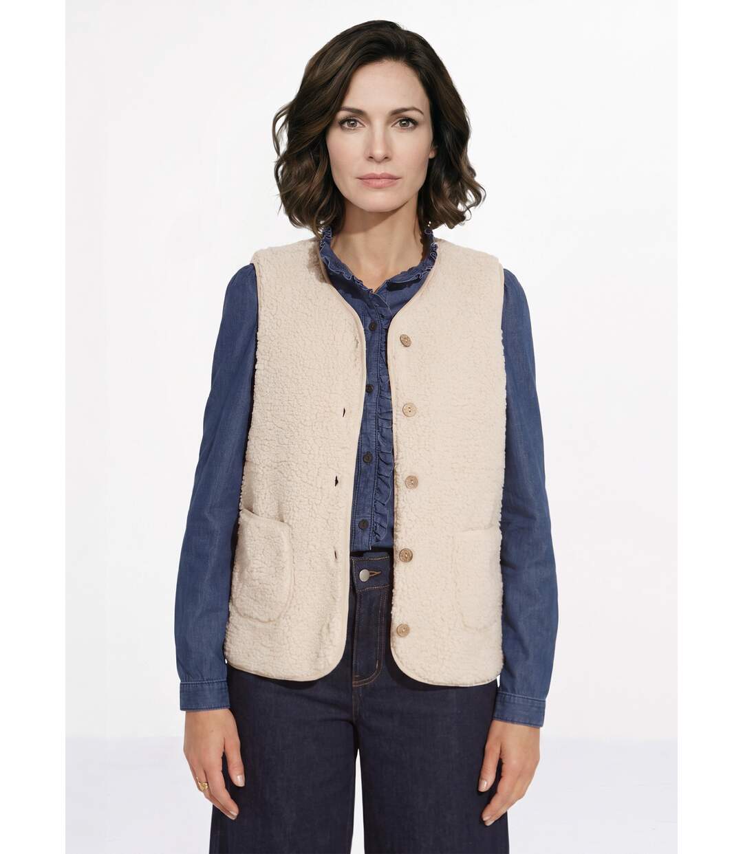 Veste sans manches en sherpa intérieur velouté-1