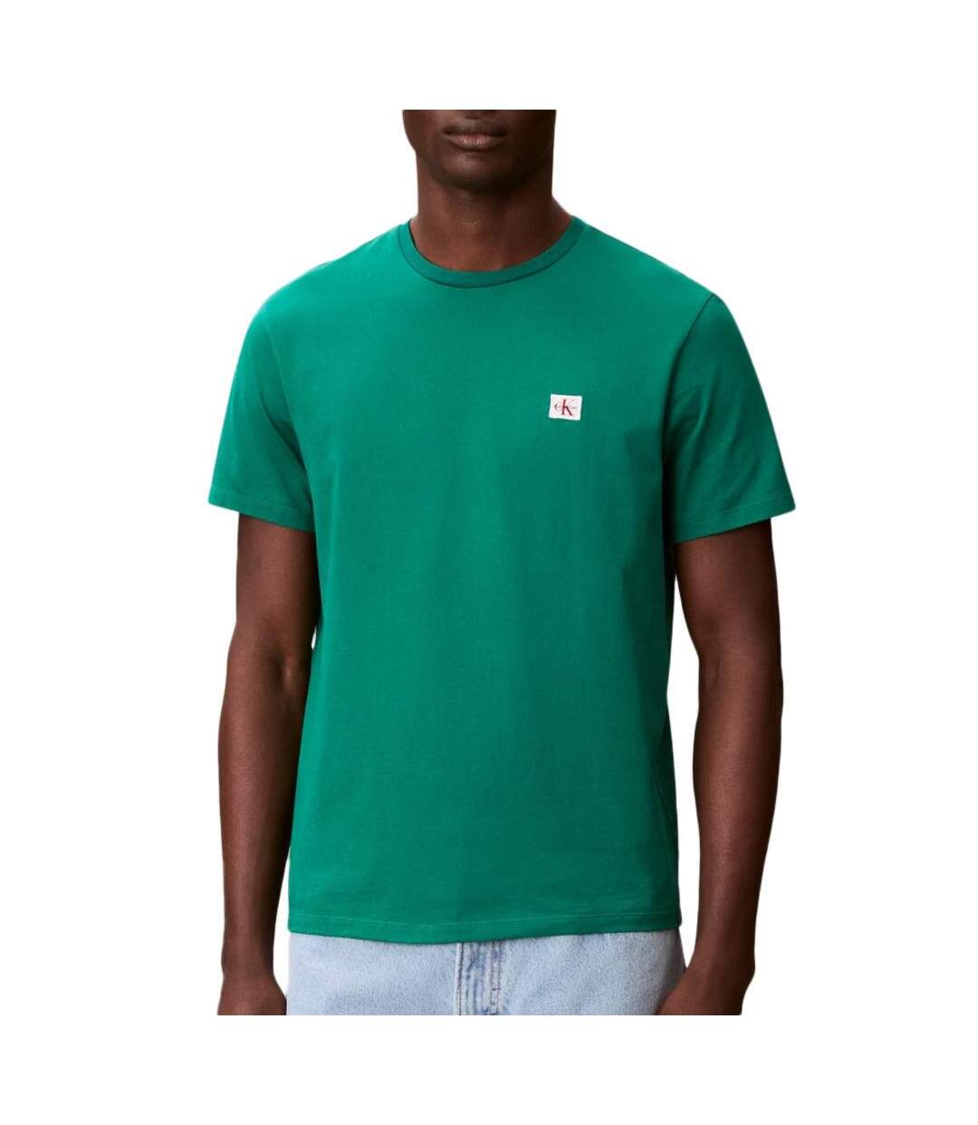 T-Shirt vert homme calvin klein jeans badge l4g-1