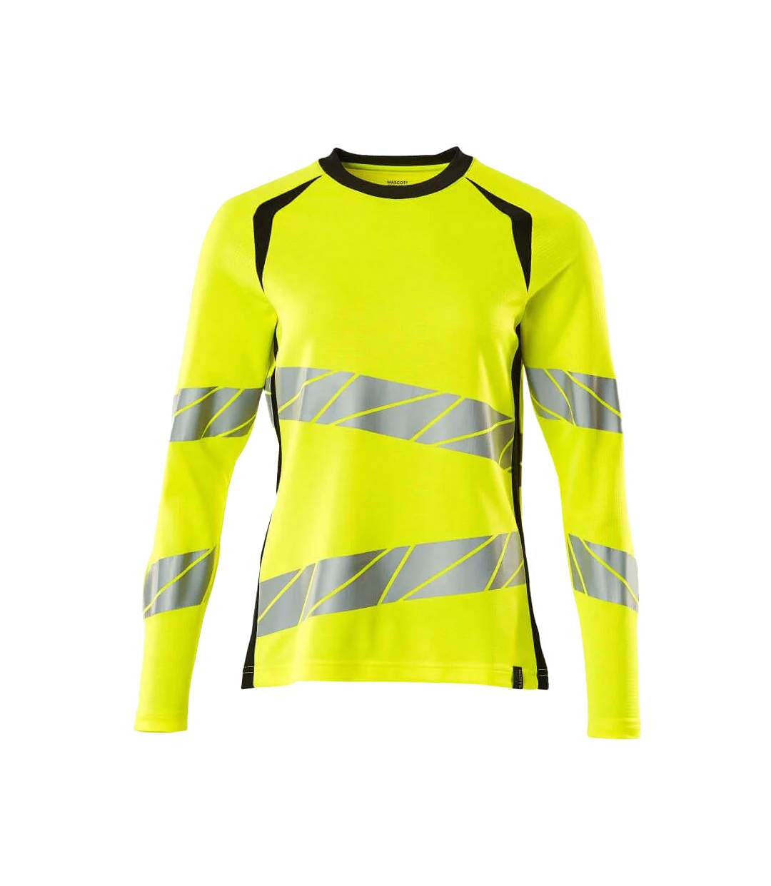 T-shirt Manches Longues Accelerate Safe Femme Jaune Fluo Noir Mascot-1