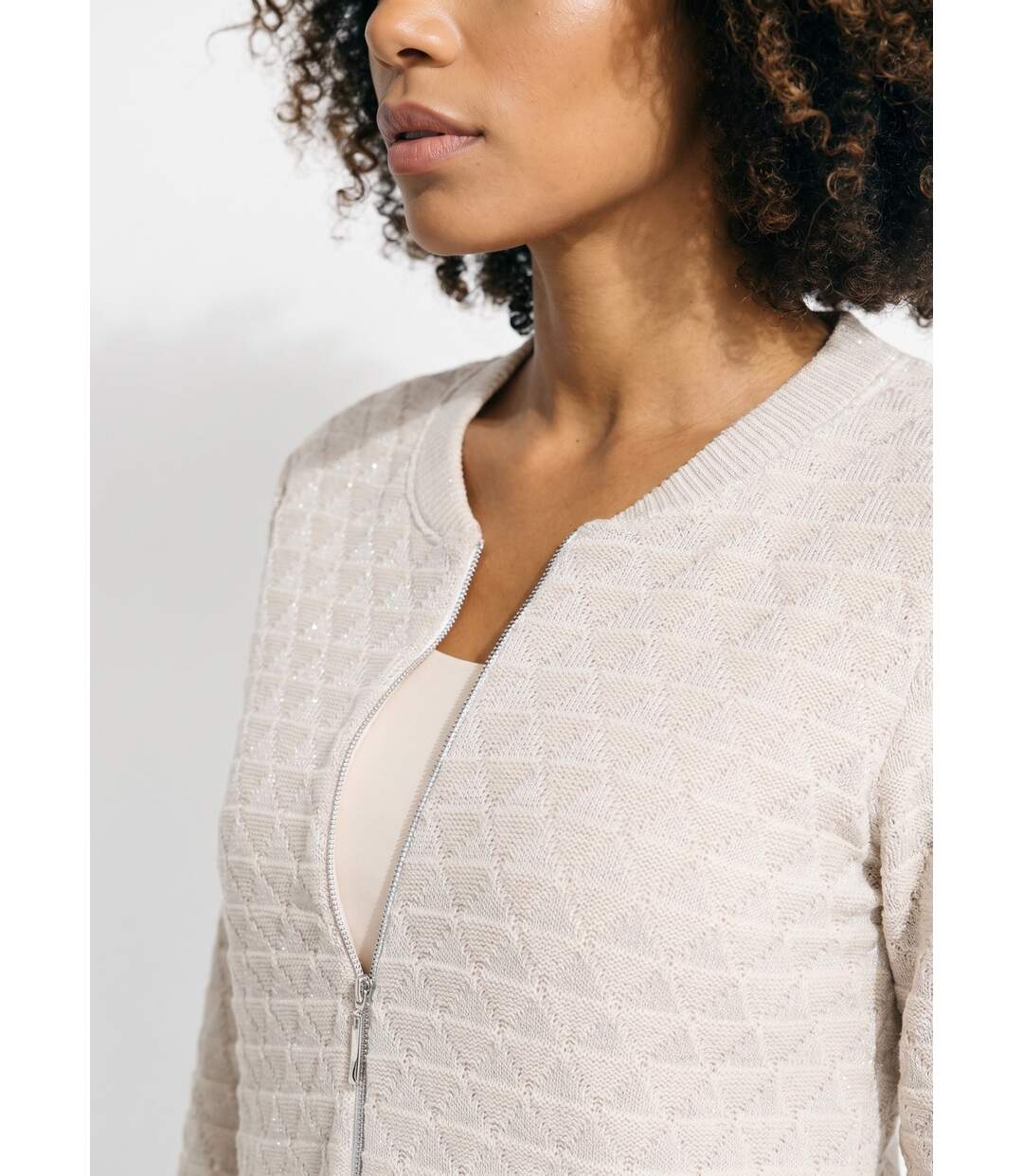 Gilet zippé esprit bomber maille brillante-4