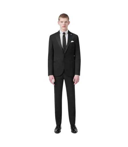 Mens Kingdon Slim Tuxedo Trousers Black Twisted Tailor