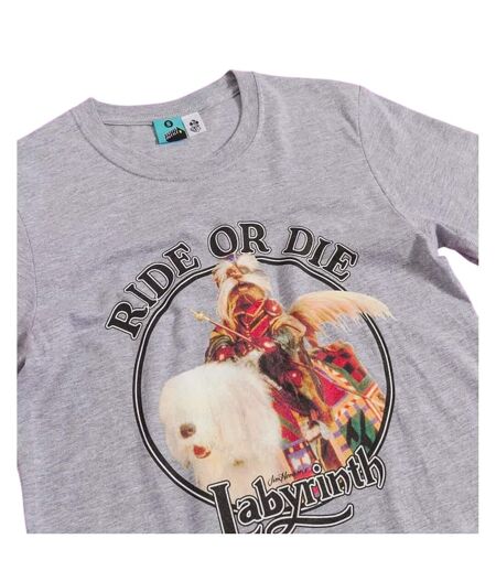 T-shirt Motif Sir Didymus Ride Or Die Adulte Gris Chiné Labyrinth