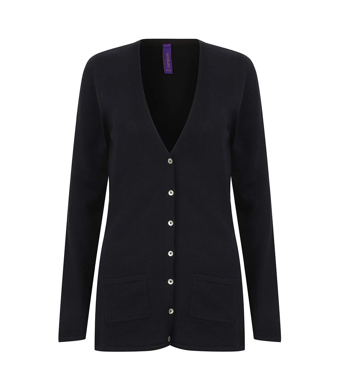 Henbury Ladies/Womens V-Neck Button Fine Knit Cardigan (Navy) - UTRW662