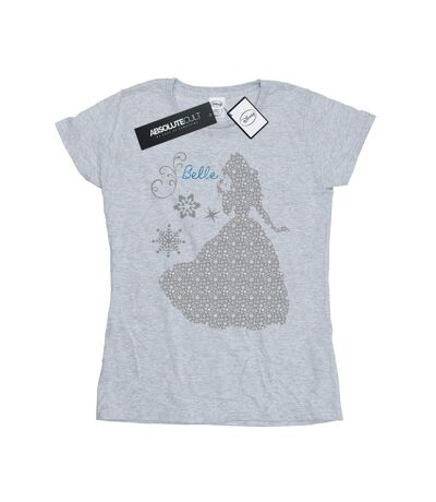 Disney Princess Womens/Ladies Belle Christmas Silhouette Cotton T-Shirt (Sports Grey)