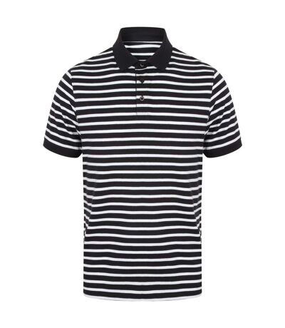 Front Row Mens Striped Jersey Polo Shirt (Navy/White) - UTPC2944