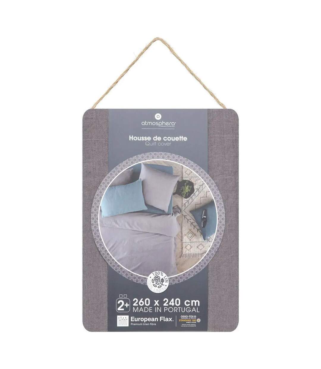 Housse de Couette Lin Adorable 260x240cm Gris Ardoise-3