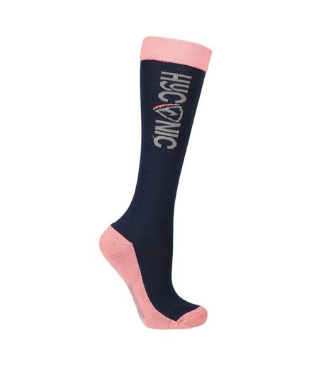 Pack Of 3  Unisex Adult Horse Socks  Navy Pink HYCONIC