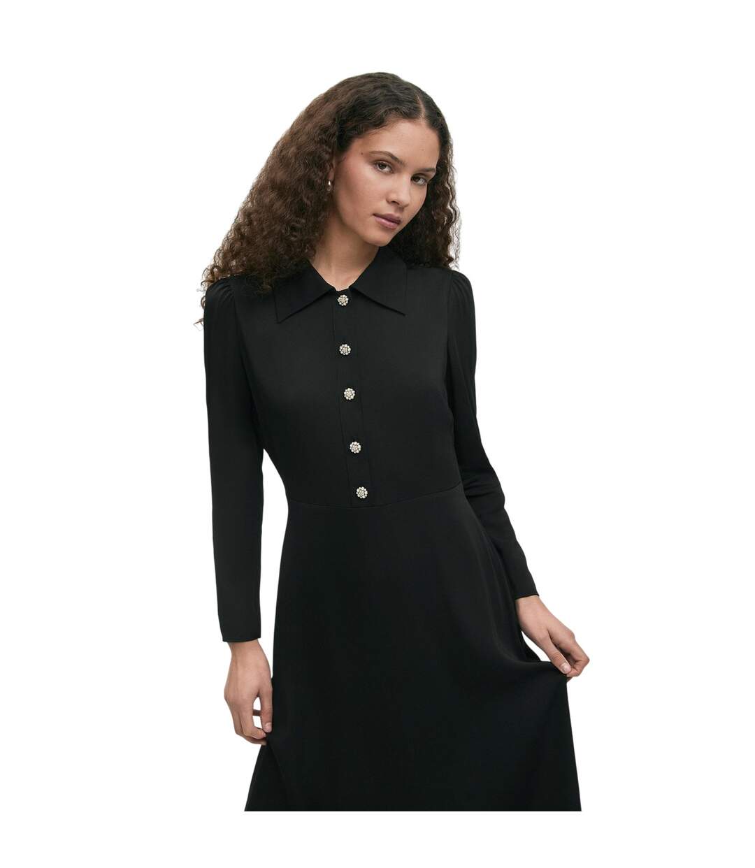 Womens/ladies Lucia Collared Midi Dress Black Finery-2