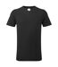 Mens Cotton V Neck T-shirt Black Portwest-1