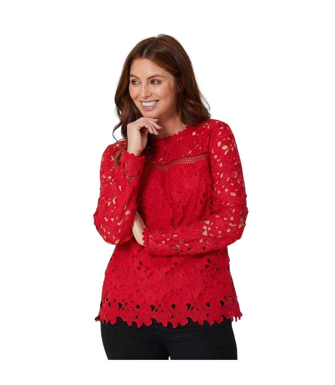 Womens/ladies Lace Top Burgundy Be You-2