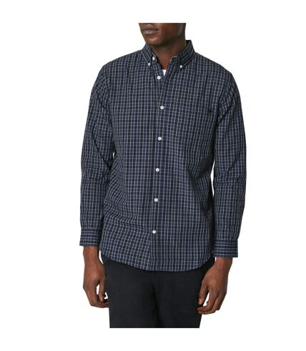Maine Mens Grid Checked Long-Sleeved Shirt (Dark Blue) - UTDH6722