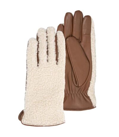 Isotoner Gants femme tactiles en cuir d'agneau pleine fleur - doublés chaud