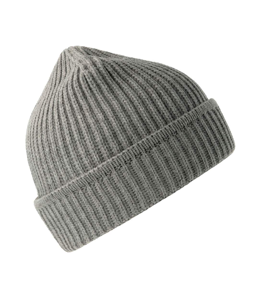 Unisex adult maple ribbed recycled beanie light grey melange Atlantis-3