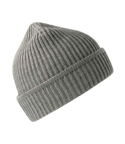 Unisex adult maple ribbed recycled beanie light grey melange Atlantis