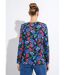 T-shirt droit col rond manches longues fleuri-2