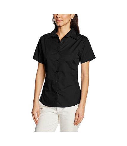 Premier Short Sleeve Poplin Blouse/Plain Work Shirt (Black) - UTRW1092
