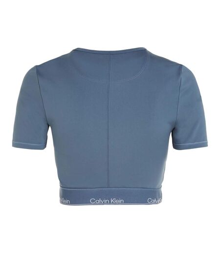 Womens/ladies Gym Crop T-shirt Blue Calvin Klein