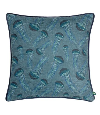 Wylder Abyss Chenille Jelly Fish Throw Pillow Cover (Petrol) (43cm x 43cm) - UTRV3002